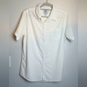 PX Clothing Button Up Cotton Short Sleeve Shirt Large
